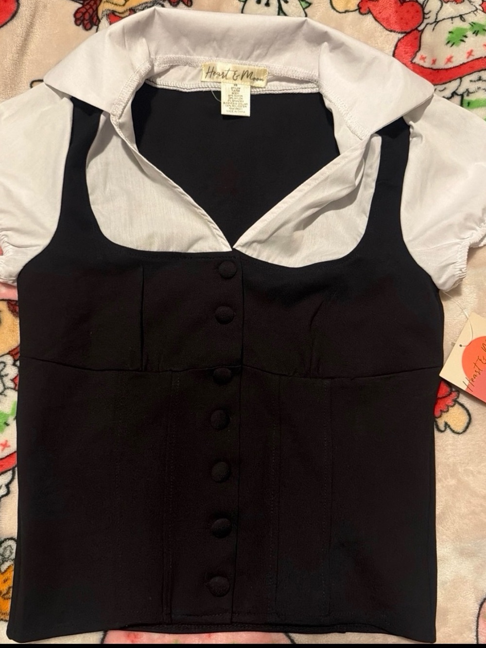 Marshalls Black and White Button-Front Layered Shirt